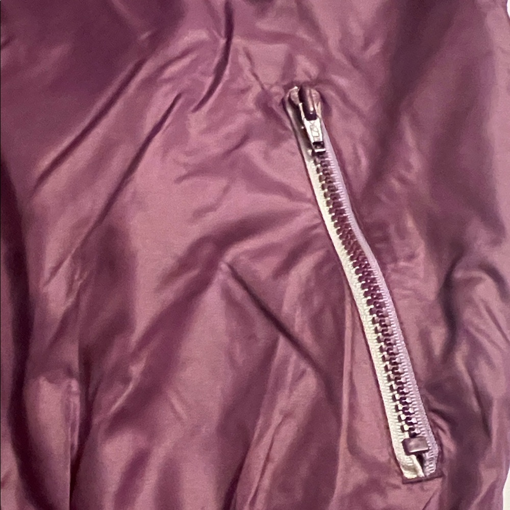 La Mode Women’s Purple Nylon Bomber Jacket Size L Hooded Full Zip EUC Vintage - Picture 7 of 9